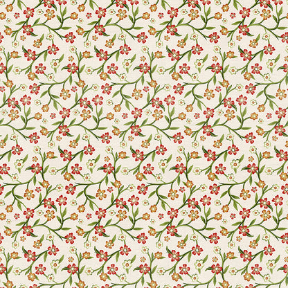 Floral Vines - White/Red