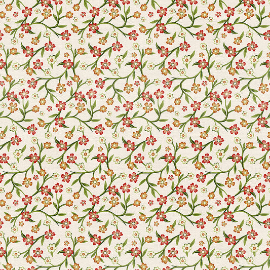 Floral Vines - White/Red