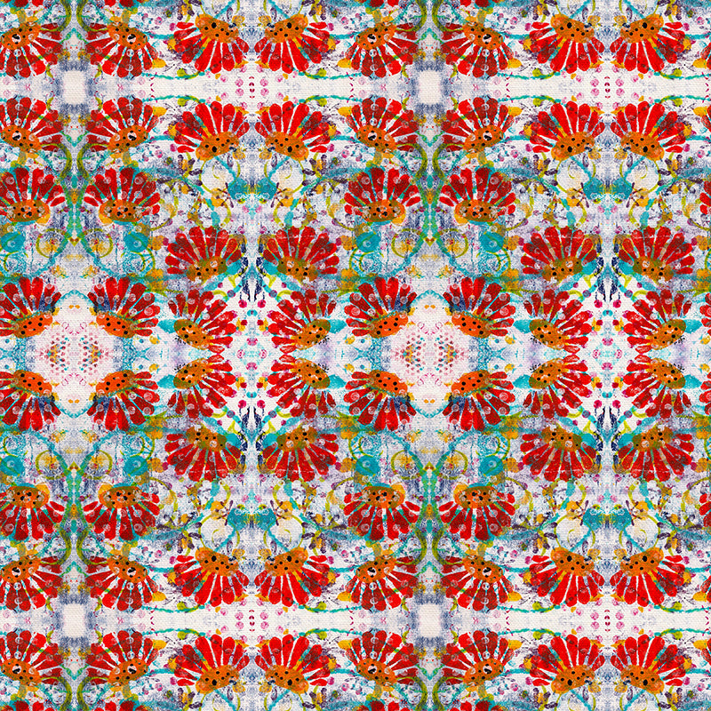 Red Mums on White