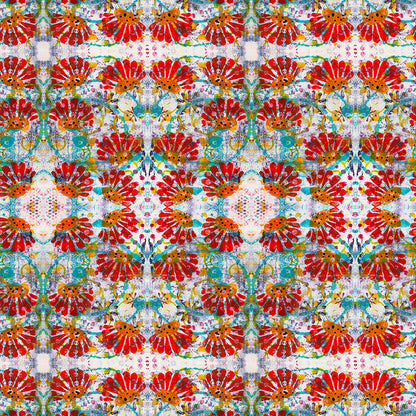 Red Mums on White