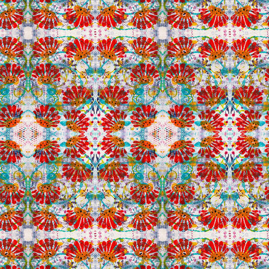Red Mums on White