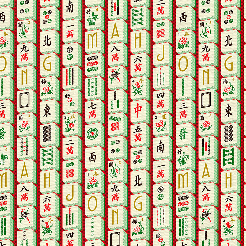 Mahjong Tiles - Dark Red/Green