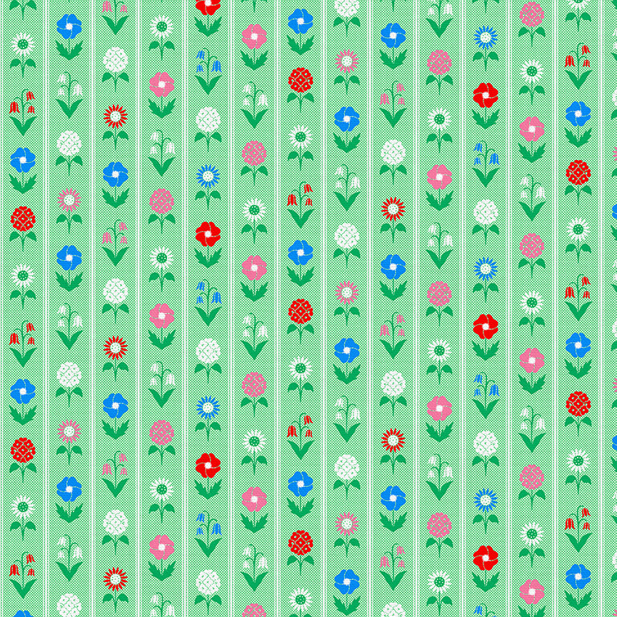 Floral Stripe - Green