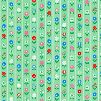 Floral Stripe - Green