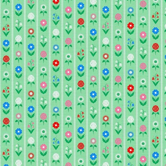 Floral Stripe - Green