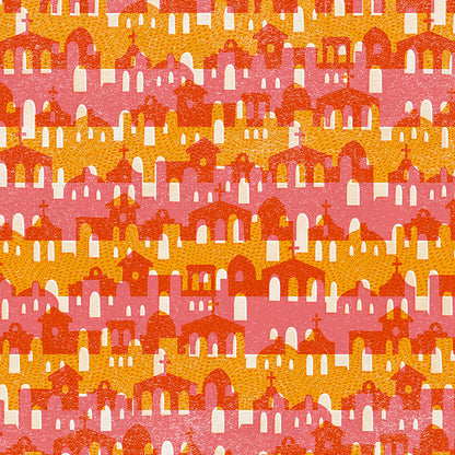 Town Building Stripe - Pink/Orange
