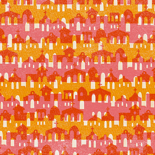 Town Building Stripe - Pink/Orange