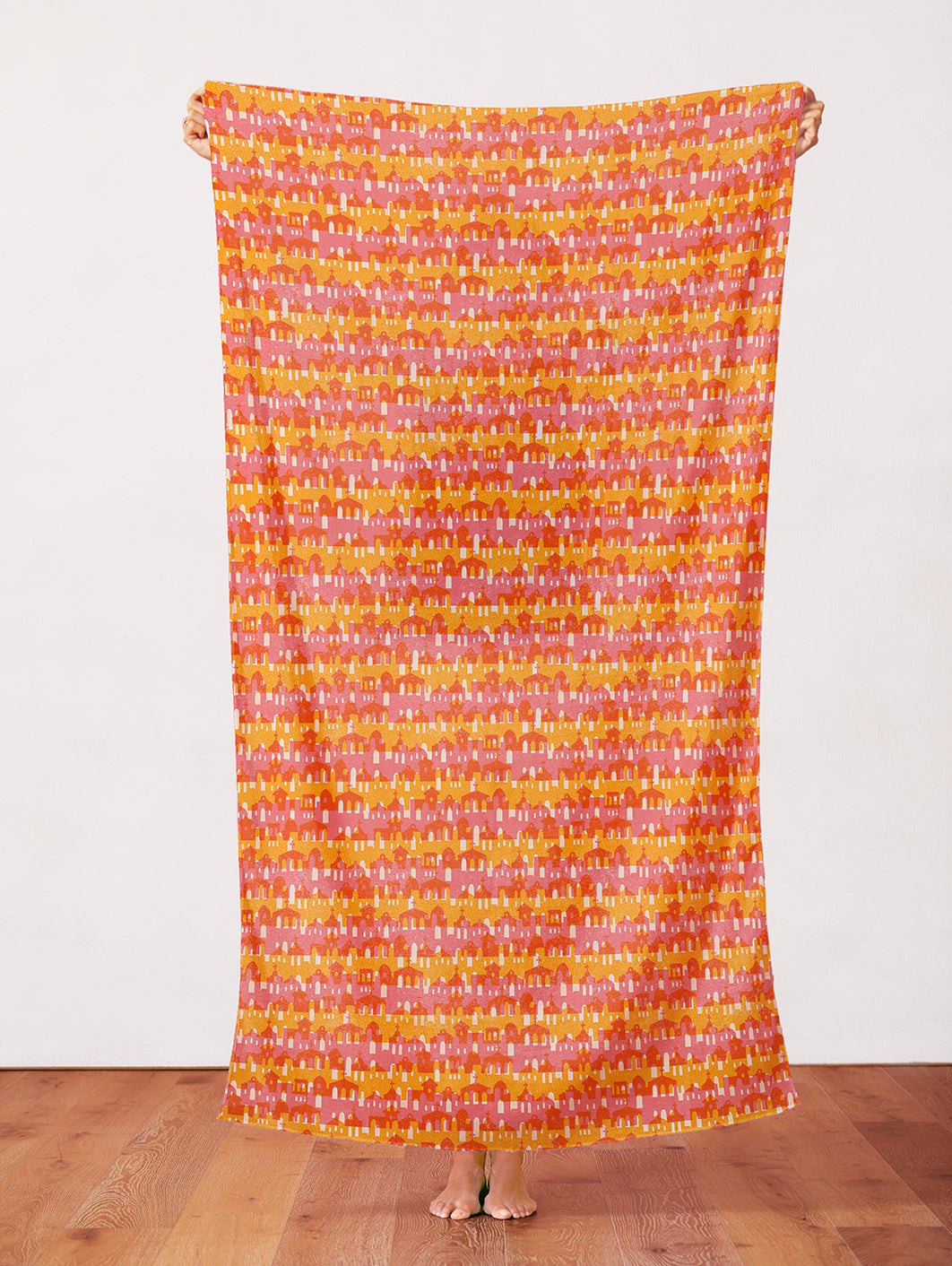 Town Building Stripe - Pink/Orange