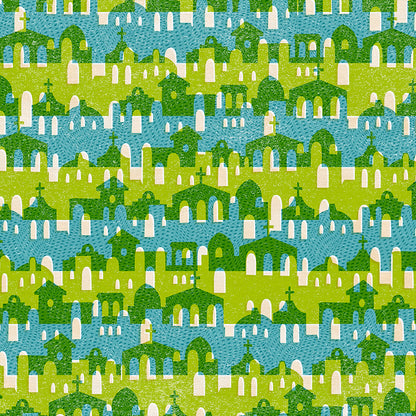 Town Building Stripe - Green/Blue