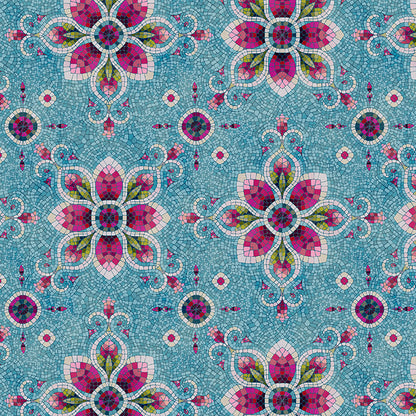 Tile Medallions - Aqua/Pink