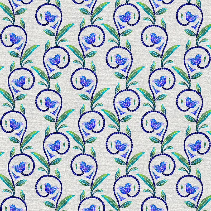 Vine Stripes - Grey/Blue