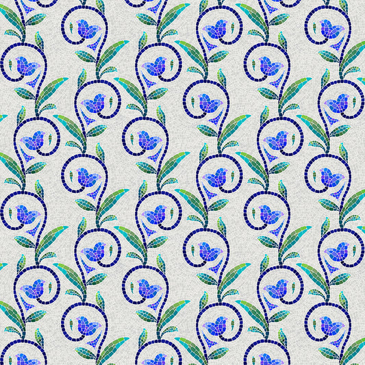 Vine Stripes - Grey/Blue