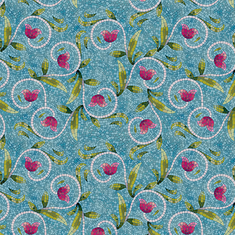 Vine Toss - Aqua/Pink