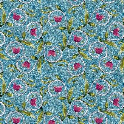 Vine Toss - Aqua/Pink