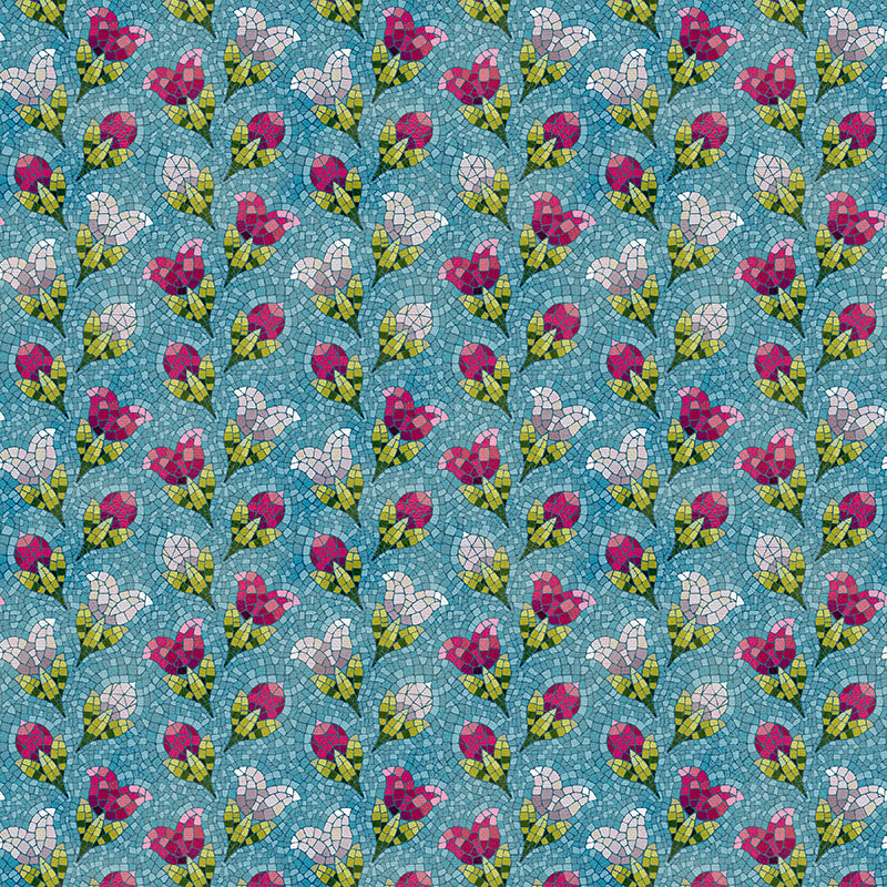Tulips - Aqua/Pink