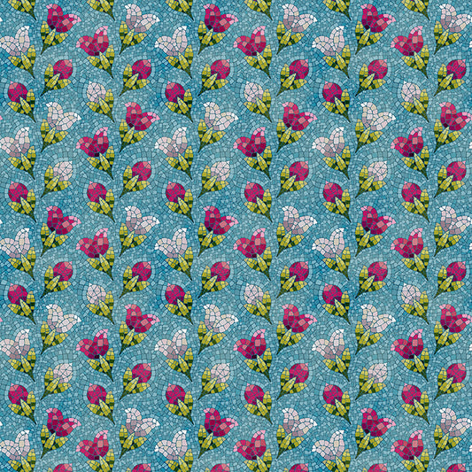 Tulips - Aqua/Pink