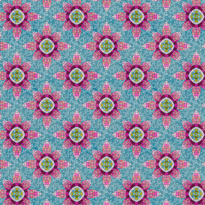 Geo Bloom - Aqua/Pink