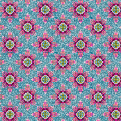 Geo Bloom - Aqua/Pink