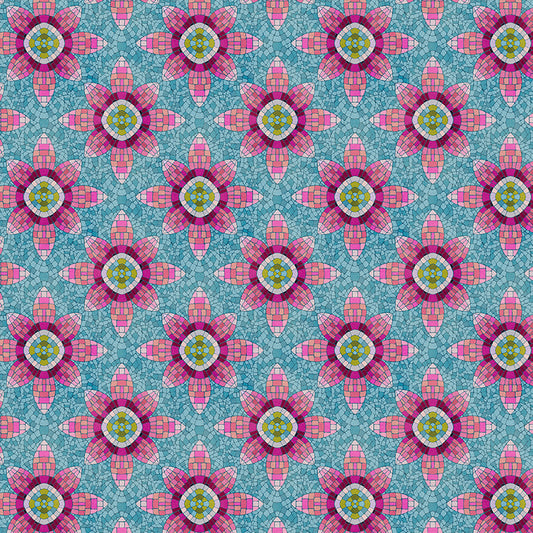 Geo Bloom - Aqua/Pink