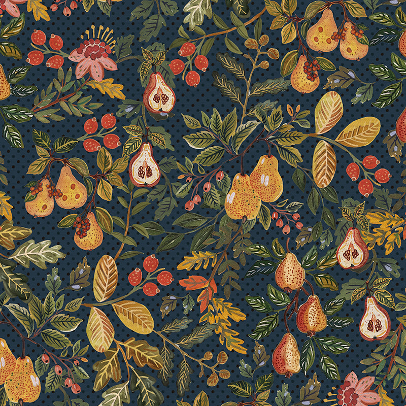 Pears & Florals - Navy