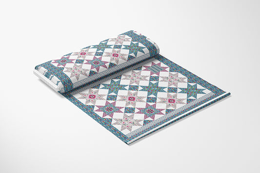 Mosaic Magic Cheater Quilt - Aqua/Pink