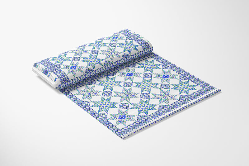 Mosaic Magic Cheater Quilt - Dark Blue/Green