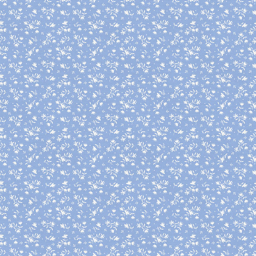 Ditsy Bouquets - White on Blue