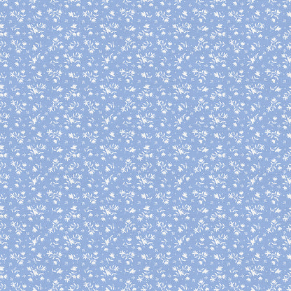 Ditsy Bouquets - White on Blue