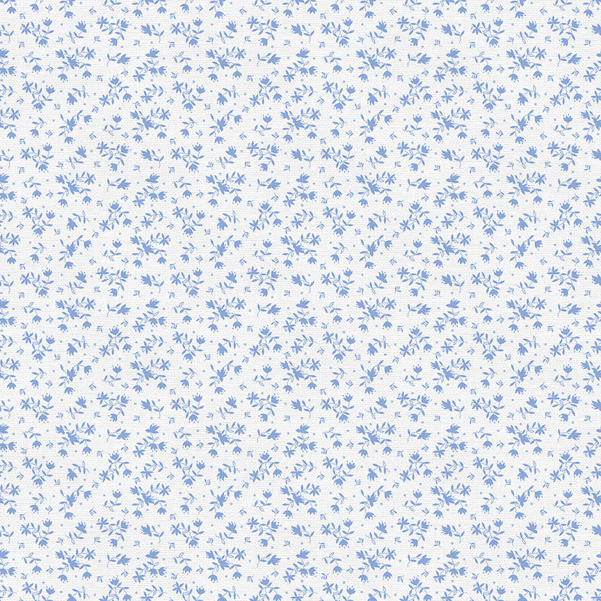 Ditsy Bouquets - Blue on White