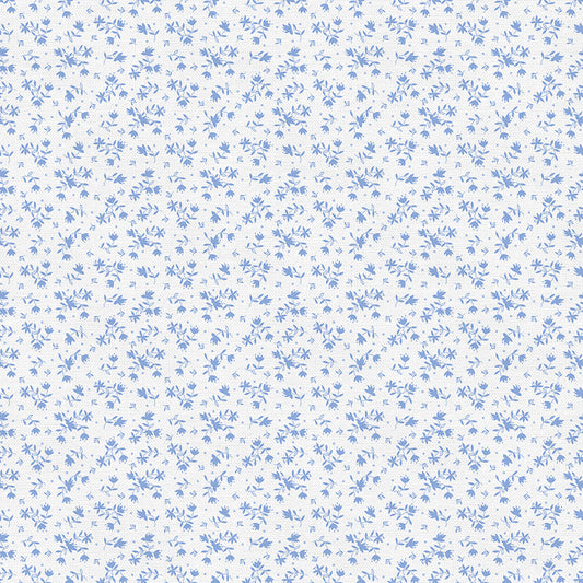 Ditsy Bouquets - Blue on White