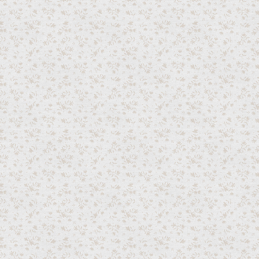 Ditsy Bouquets - Tan on White