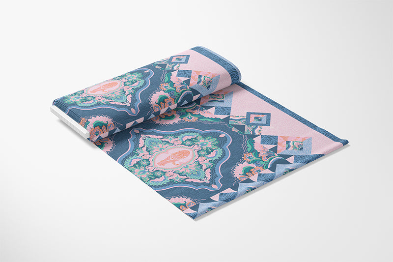 Sunrise Cheater Quilt - Blue/Pink