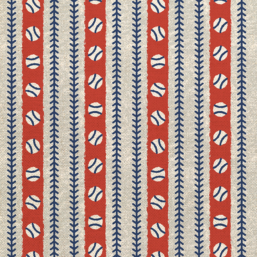 Baseball Stitch Stripes - Dark Blue/Red