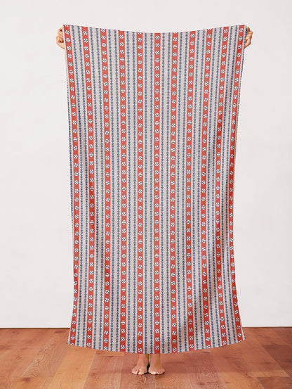 Baseball Stitch Stripes - Dark Blue/Red