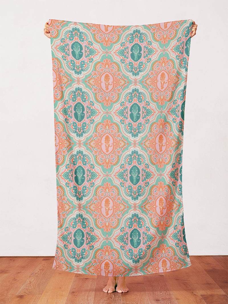Damask Jungle Cats - Teal/Orange