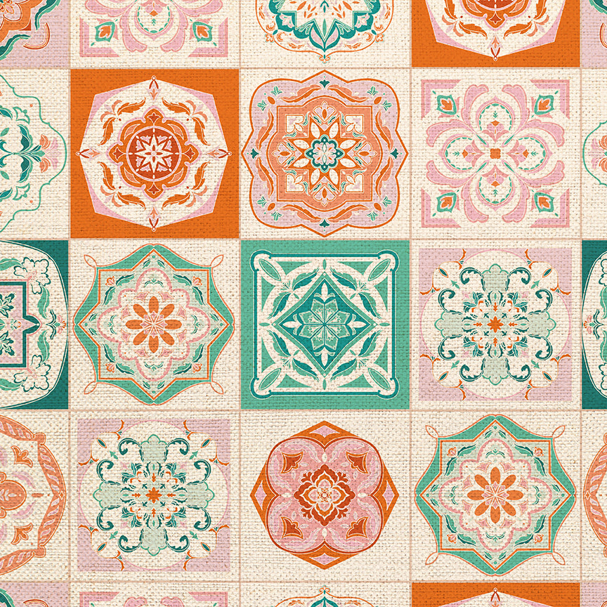 Arabesque Tilework - Teal/Orange