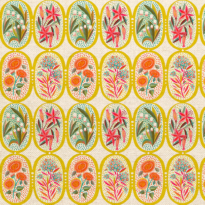 Flower Medallions - White/Green