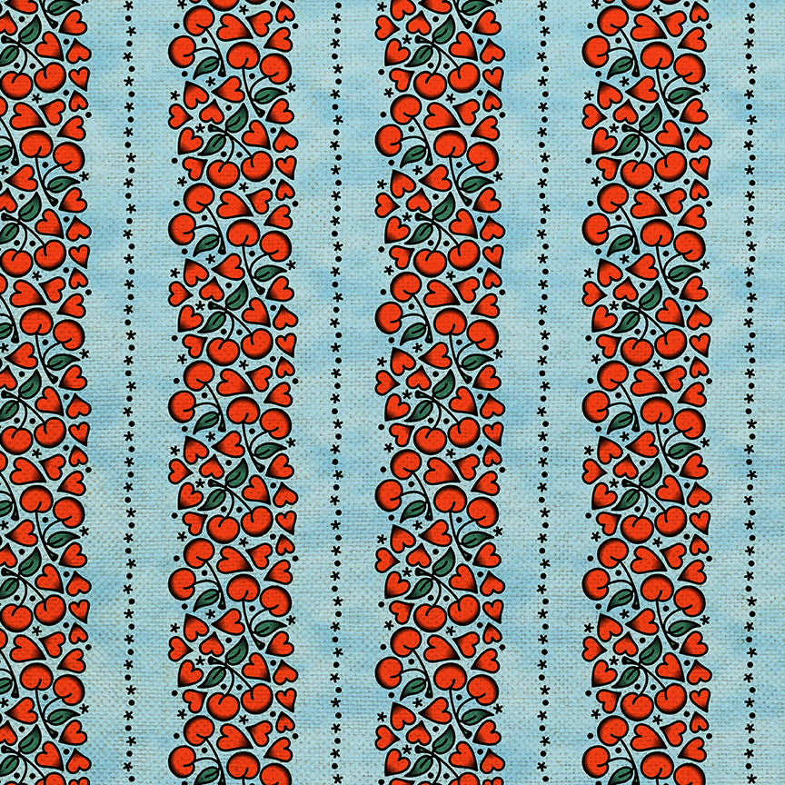 Cherry Heart Stripe Tattoos - Blue
