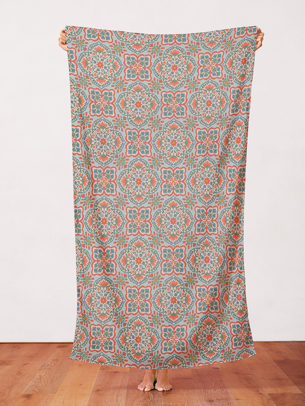 Blockprint Chic - Light Blue/Red