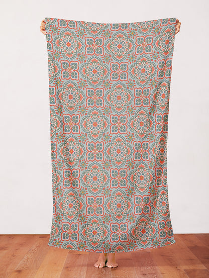 Blockprint Chic - Light Blue/Red