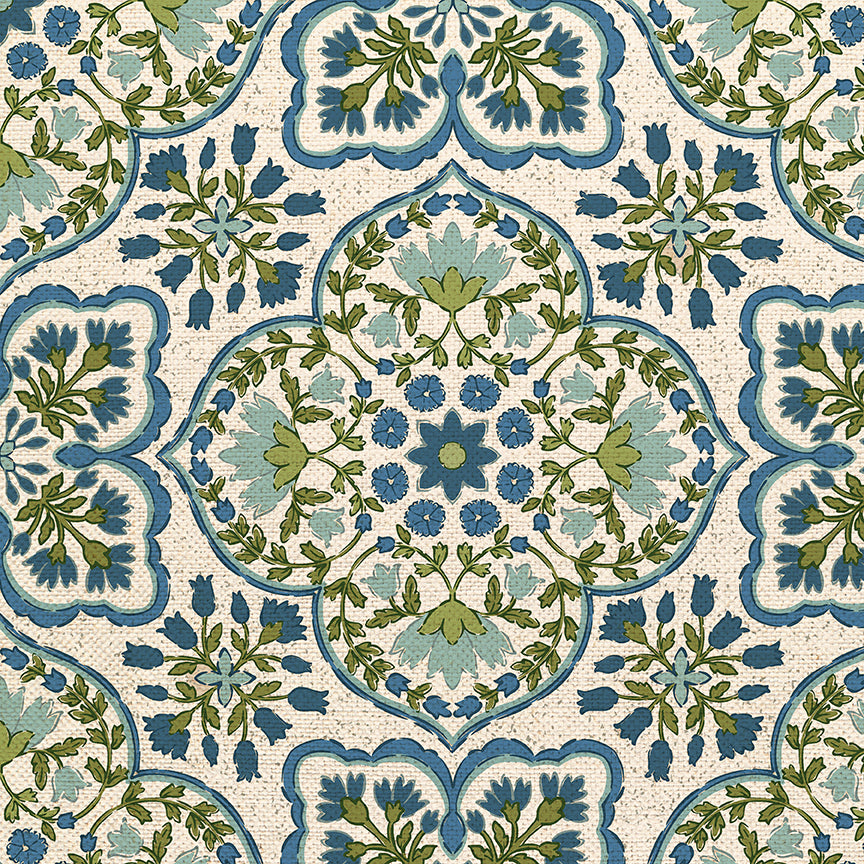 Blockprint Chic - Beige/Blue