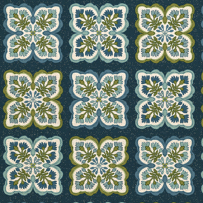Floral Block - Blue/Green