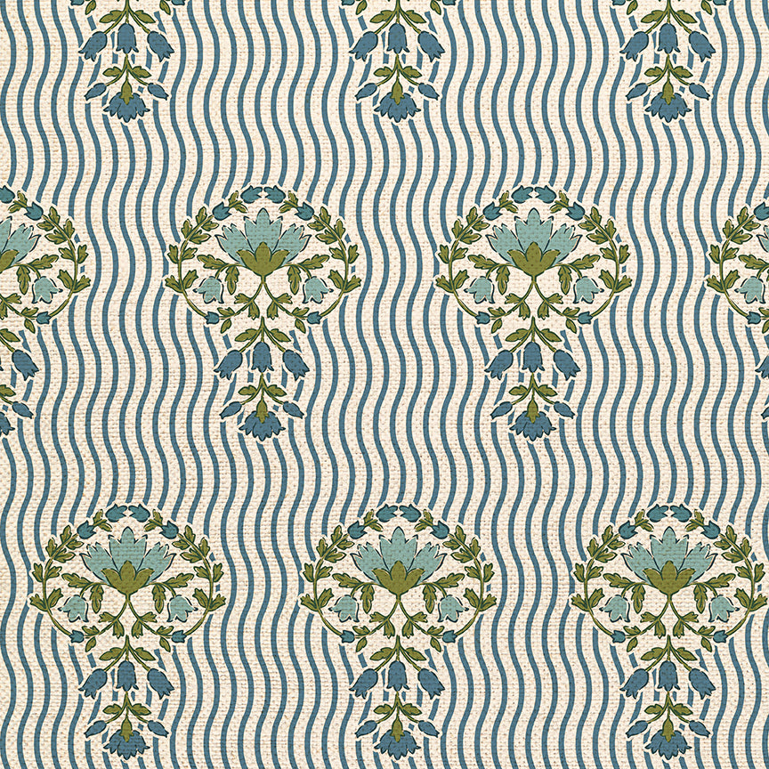 Wavy Blooms - Blue/Green