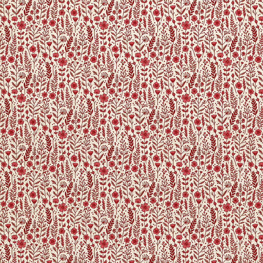 Wildflowers - Red on White