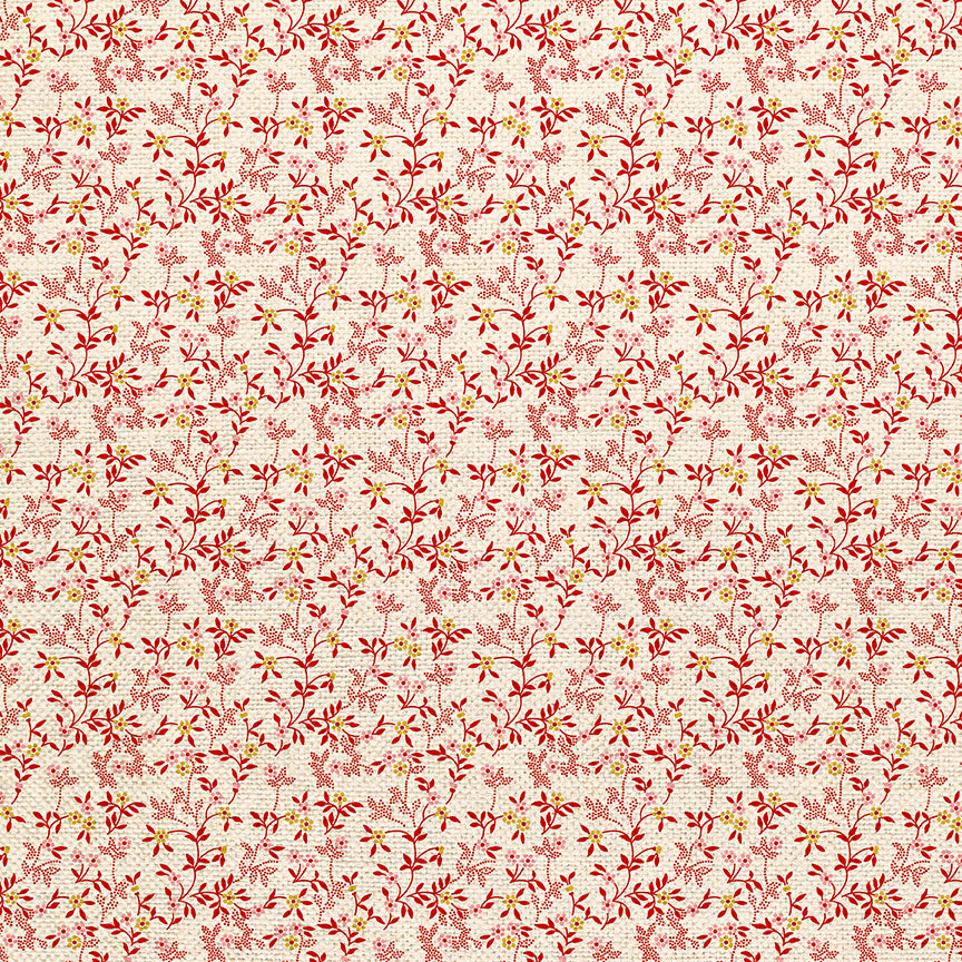 Stippled Branches - Red on White