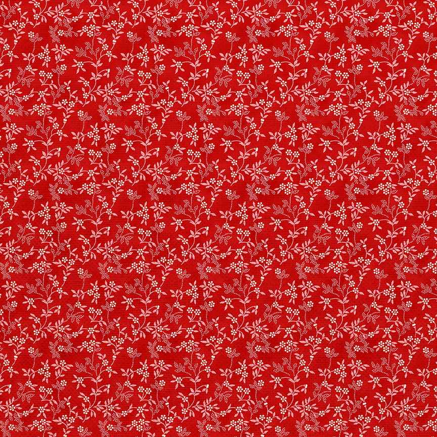 Stippled Branches - White on Red