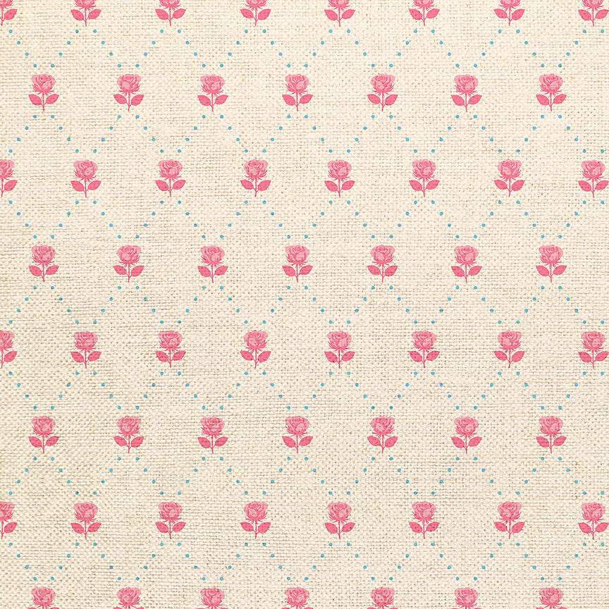 Ditsy Valentines Florals - White/Pink