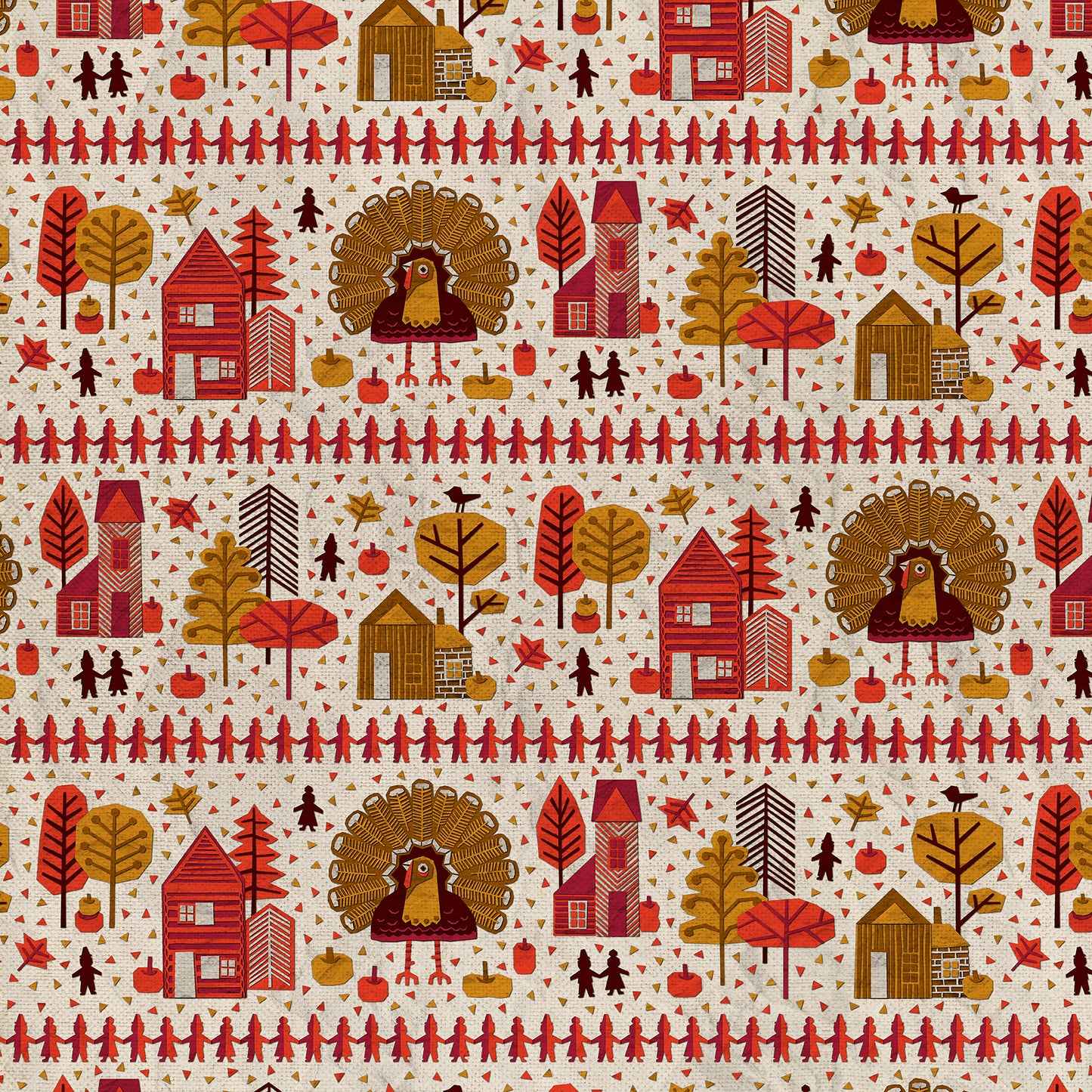 Thanksgiving Paper-Cut - Cream/Red