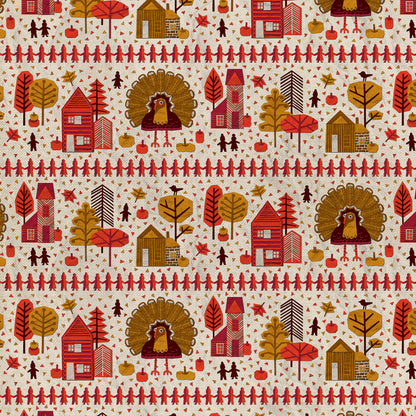 Thanksgiving Paper-Cut - Cream/Red