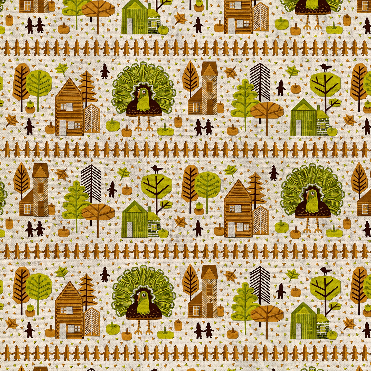 Thanksgiving Paper-Cut - Cream/Green